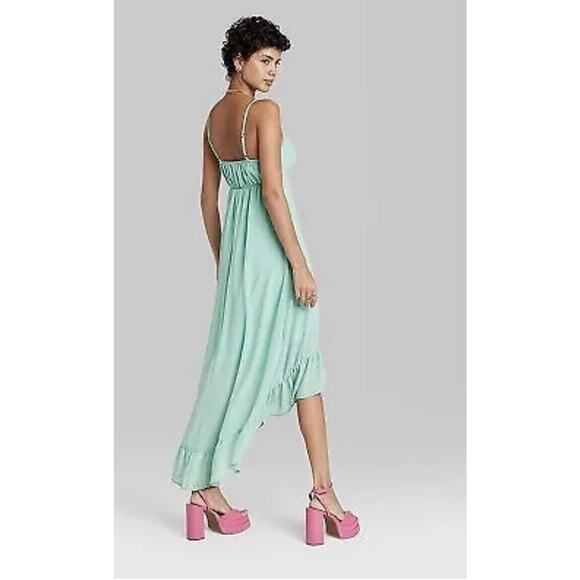 Women's Sleeveless High-Low Hem Chiffon Dress - Wild Fable Aqua Green XS NWT - Picture 2 of 2